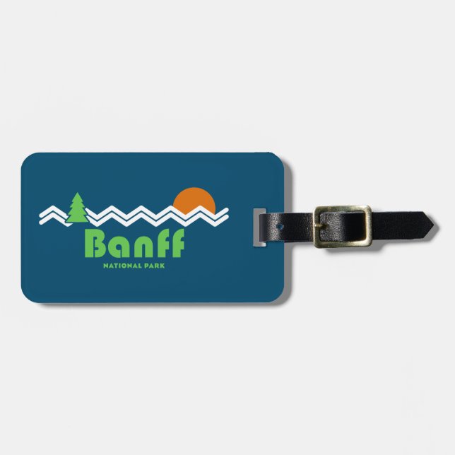 Banff National Park Retro Luggage Tag (Front Horizontal)