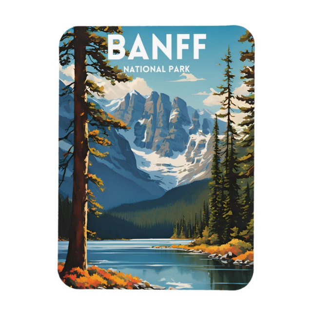 Banff National Park Traditional Travel Poster Magnet (Vertical)