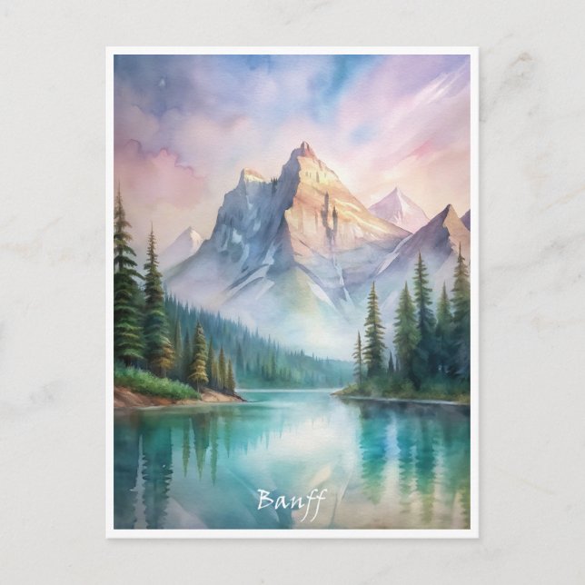 Banff National Park Watercolor Painting  Postcard (Front)