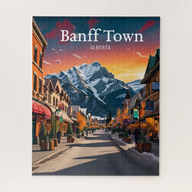Banff Town | Alberta Travel Vintage Retro Jigsaw Puzzle (Vertical)