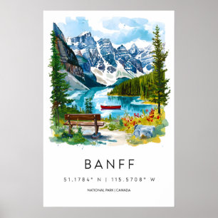 Banff Watercolor Poster Banff Travel Print Banff