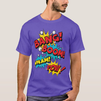 Bang Boom Wham Pow Comic Sound Effect Design Premi T-Shirt