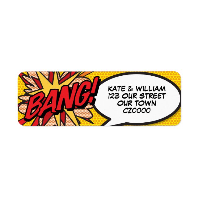BANG Fun Retro Comic Book Pop Art Address (Front)