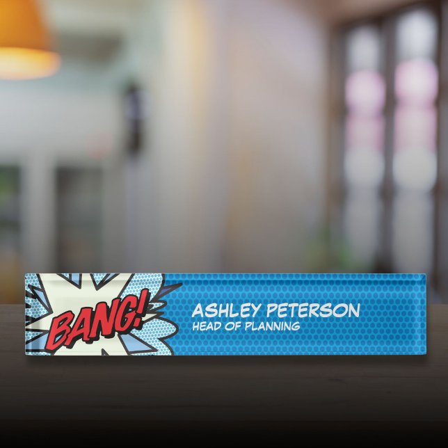 BANG Fun Retro Comic Book Pop Art Nameplate (BANG Fun Retro Comic Book Pop Art Desk Name Plate)