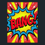 BANG! Pop Art Comic Style Poster<br><div class="desc">This poster is a tribute to the bold, explosive world of 1960s comic books and Pop Art. It captures a single moment of dynamic action, frozen in a vibrant frame. The word "BANG!" isn't just text; it's a burst of pure energy, surrounded by classic halftone dots and sunburst lines, echoing...</div>