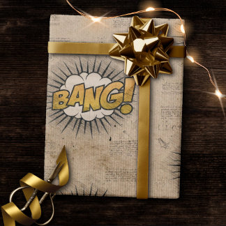 BANG! Vintage Comic Book Steampunk Pop Art Wrapping Paper