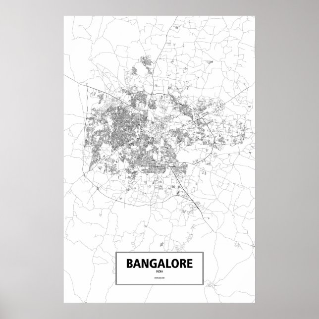 Bangalore, India (black on white) Poster (Front)