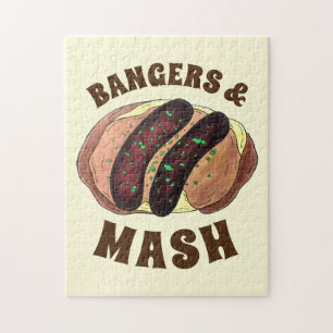Bangers and Mash UK Food Sausage Potatoes Jigsaw Puzzle