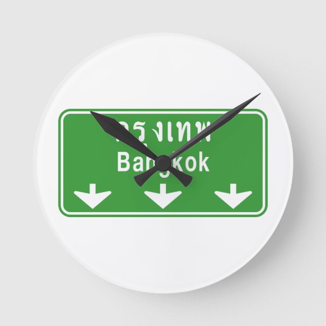 Bangkok Ahead Watch Out! ⚠ Thailand Traffic Sign ⚠ Round Clock (Front)
