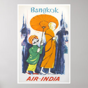 Bangkok Art Thailand Travel Poster Air India