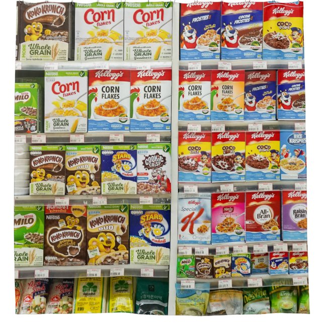 Bangkok Cereal Shelves: Foodland Editorial Shower Curtain (Front)