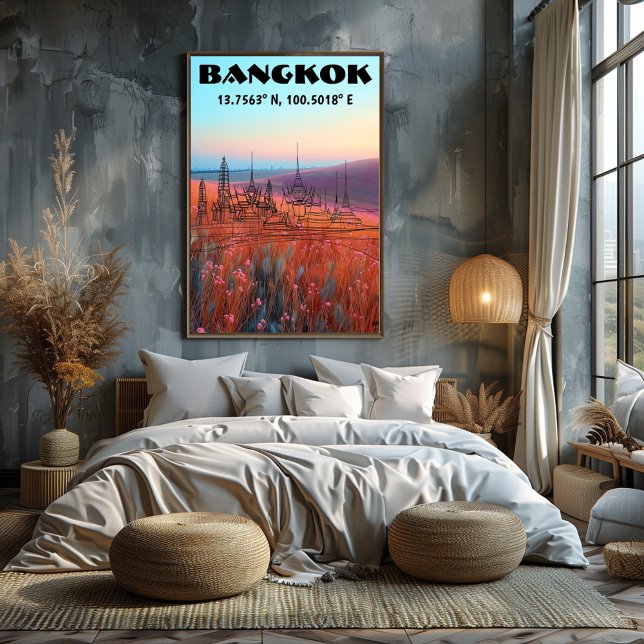 Bangkok: Line art with coordinates Poster (Creator Uploaded)