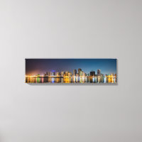 Bangkok Panoramic Skyline View At Night Canvas Art