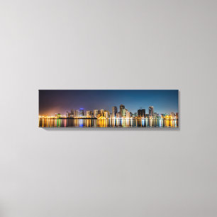 Bangkok Panoramic Skyline View At Night Canvas Art