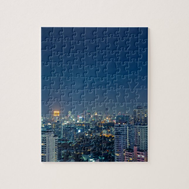 Bangkok skyline at night panorama jigsaw puzzle (Vertical)