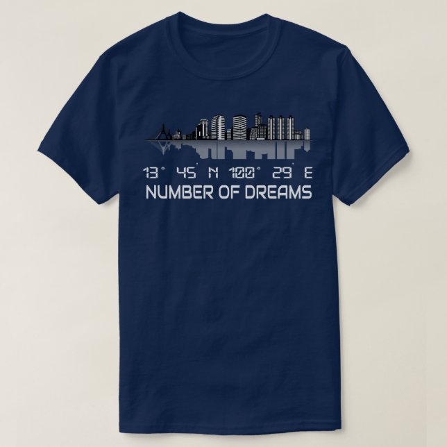 Bangkok Skyline GPS Coordinates Dream City T-Shirt (Design Front)