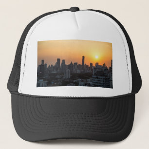 Bangkok skyline sunset panorama background trucker hat