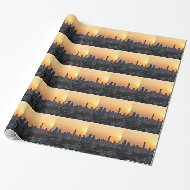 Bangkok skyline sunset panorama background wrapping paper (Unrolled)