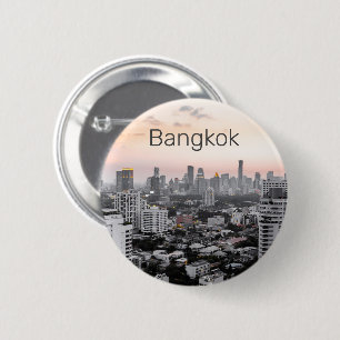 Bangkok Skyline Sunset Panorama BKK Thailand 6 Cm Round Badge
