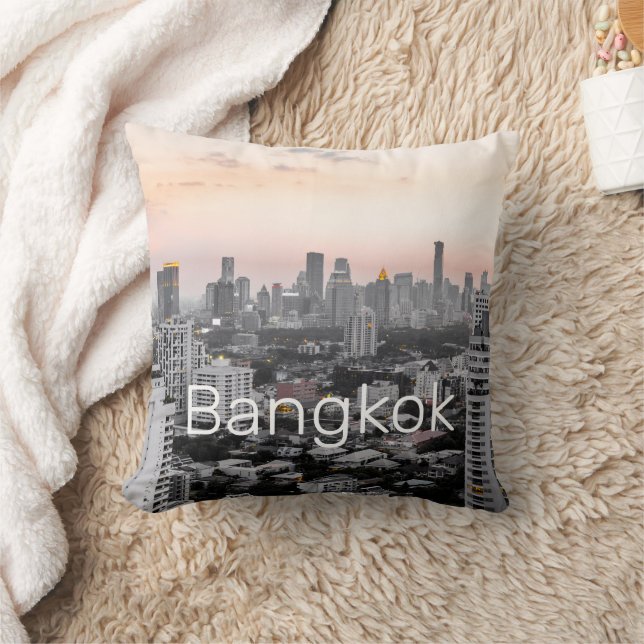 Bangkok Skyline Sunset Panorama BKK Thailand Cushion (Blanket)