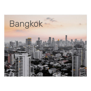 Bangkok Skyline Sunset Panorama BKK Thailand Poster