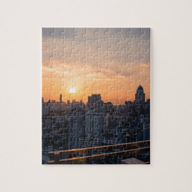 Bangkok skyline sunset panorama jigsaw puzzle (Vertical)