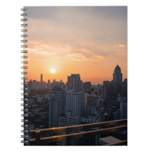 Bangkok skyline sunset panorama spiral notebook