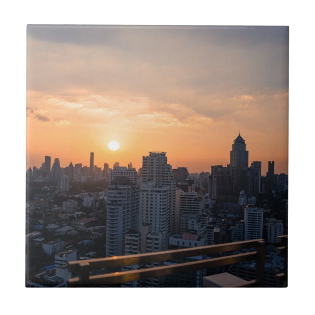 Bangkok skyline sunset panorama tile (Front)
