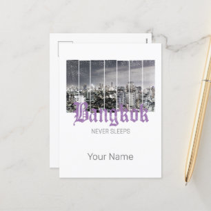 Bangkok Skyline Vintage BKK Retro Thailand Design Holiday Postcard