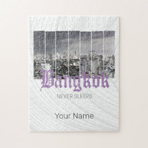 Bangkok Skyline Vintage BKK Retro Thailand Design Jigsaw Puzzle