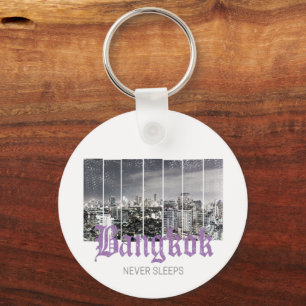 Bangkok Skyline Vintage BKK Retro Thailand Design Key Ring