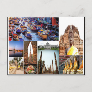Bangkok temple collage colourful pictures postcard