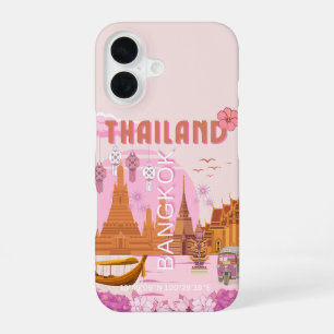 Bangkok Thailand Boho Retro Travel Poster iPhone 16 Case