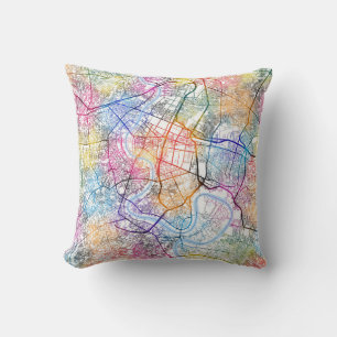 Bangkok Thailand City Map Cushion
