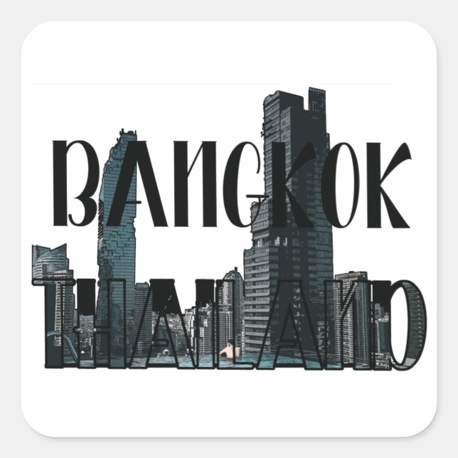 Bangkok Thailand - City, Travel, Thai Square Sticker (Front)