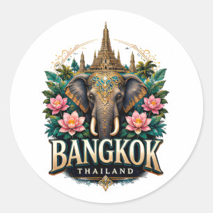 Bangkok Thailand Elephant Travel Souvenir Classic Round Sticker