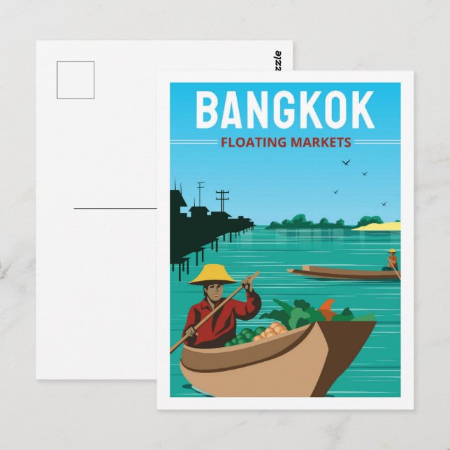 Bangkok Thailand Famous Travel Place Illustration Postcard (Front/Back)