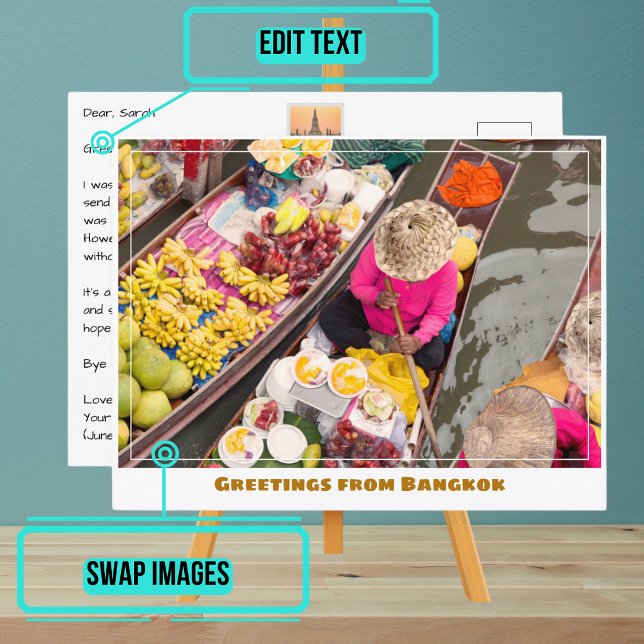 Bangkok Thailand Floating Market Modern Postcard (Please enjoy our postcards and see the others in the collection.)