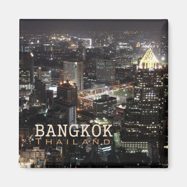 Bangkok Thailand Nighttime Travel Souvenir Magnet (Front)