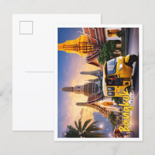 Bangkok Thailand Pop Art Travel Illustration Postcard