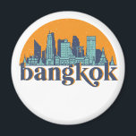 Bangkok Thailand Retro City Skyline Cityscape Art Magnet<br><div class="desc">Vintage and retro city design with beautiful skyline, tourist attraction and cityscape art. Cool skyscraper and building silhouette illustration merchandise for tourist and traveller. Perfect as souvenir to bring back home when travelling all around the world. Save the memory of your travel and vacation with family and friends. Background colour...</div>