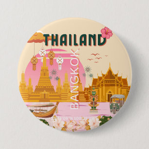 Bangkok Thailand Retro Vintage Travel Poster 7.5 Cm Round Badge