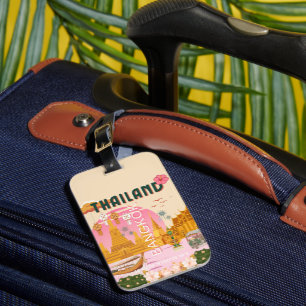 Bangkok Thailand Retro Vintage Travel Poster Luggage Tag