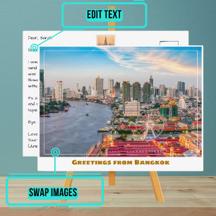 Bangkok Thailand River and Skyline Modern Postcard