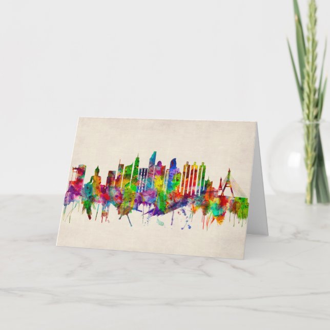 Bangkok Thailand Skyline Holiday Card (Front)