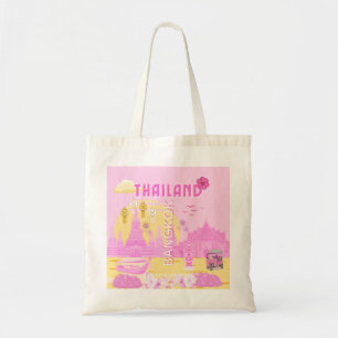 Bangkok Thailand Travel Poster Pink Retro Art Tote Bag