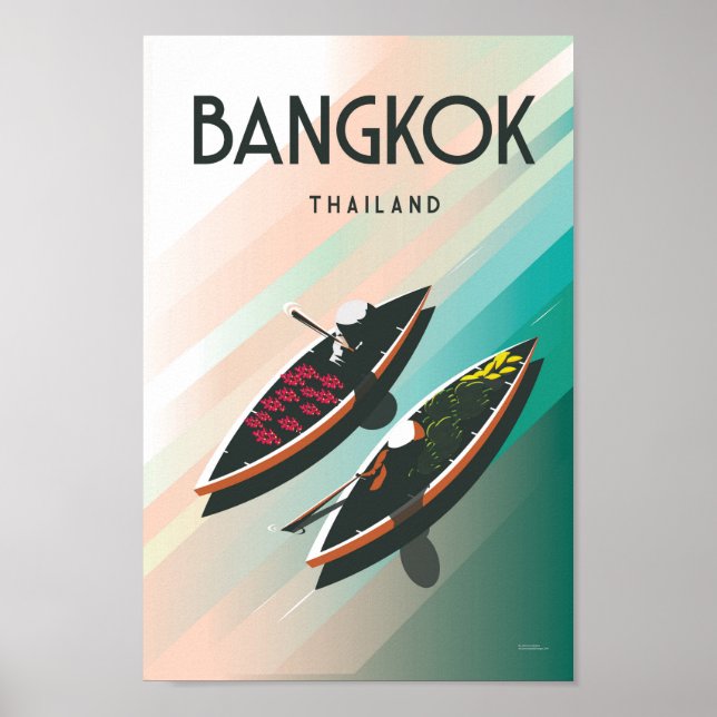 Bangkok thailand travel poster vintage  asian hat (Front)