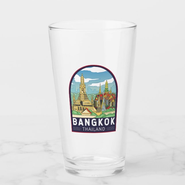 Bangkok Thailand Travel Retro Emblem Glass (Front)