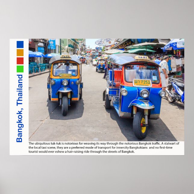 Bangkok, Thailand tuk-tuks Poster (Front)