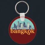 Bangkok Thailand Vintage City Skyline Cityscape Key Ring<br><div class="desc">Vintage and retro city design with beautiful skyline, tourist attraction and cityscape art. Cool skyscraper and building silhouette illustration merchandise for tourist and traveller. Perfect as souvenir to bring back home when travelling around the world. Save the memory of your travel and vacation with family and friends. Background colour can...</div>